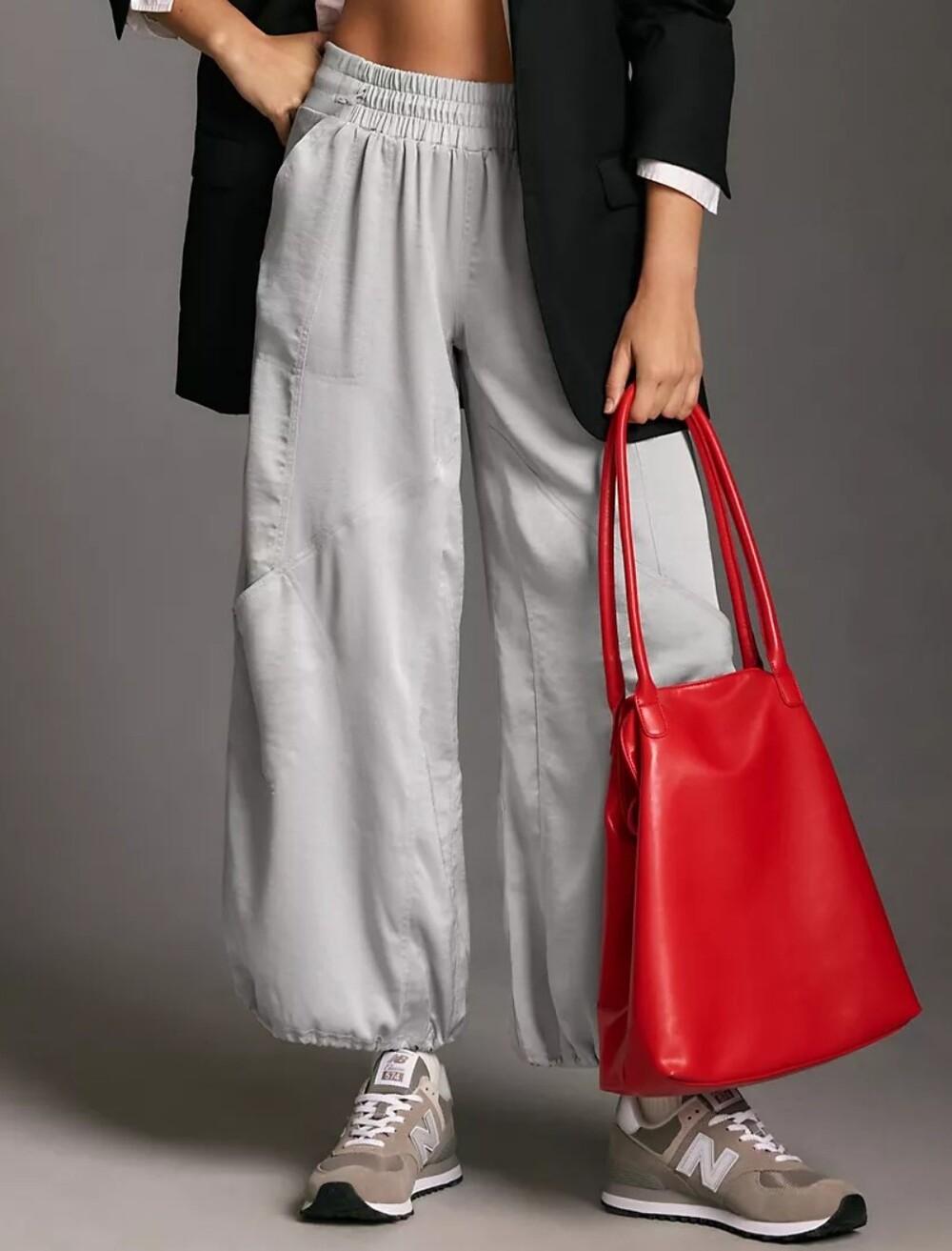 Daily Practice by Anthropologie Parachute Pants in Silver